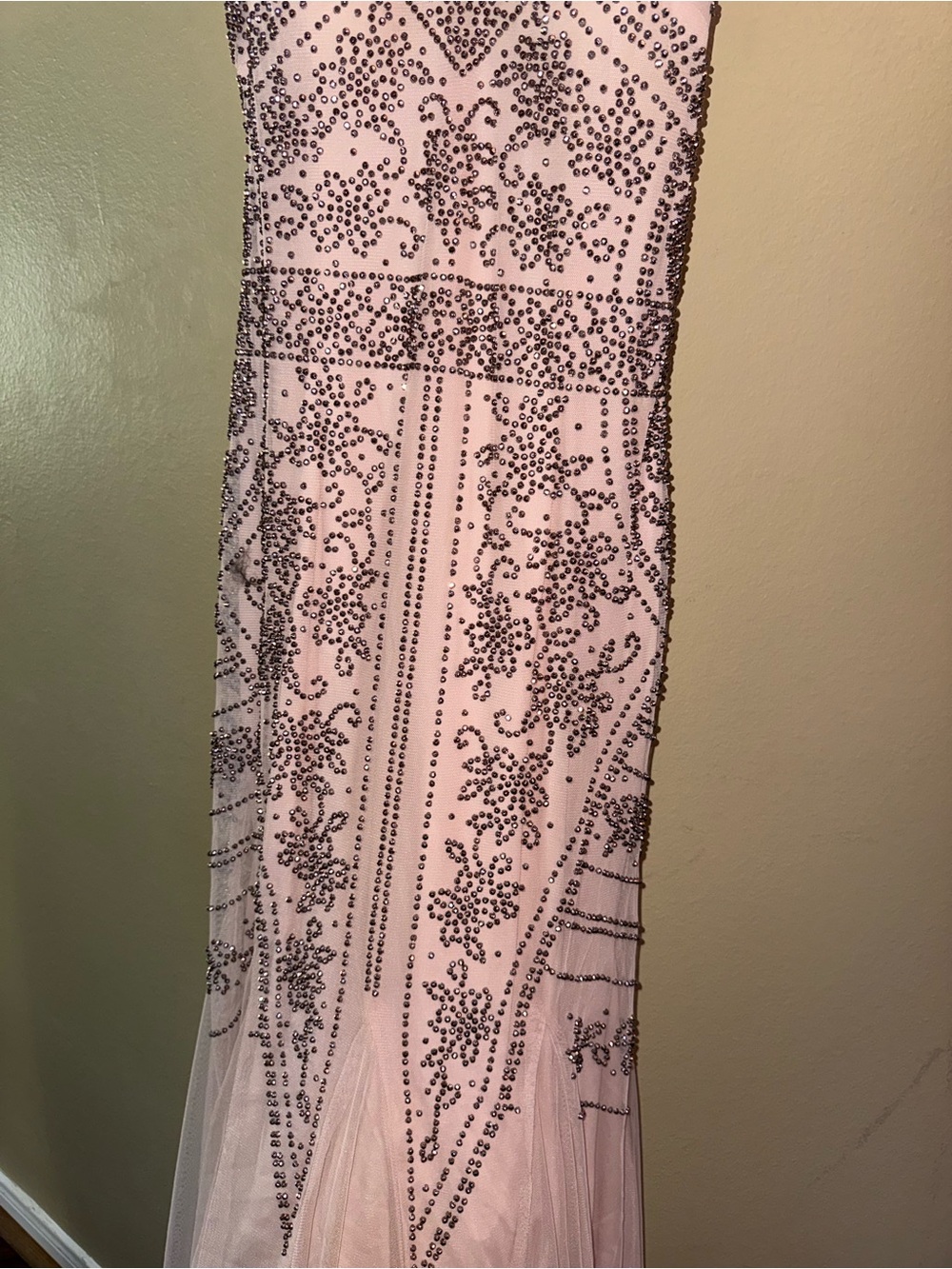 Xscape Blush Pink Beaded Mermaid Gown Formal Prom Evening Dress Size 8 - Picture 7 of 17